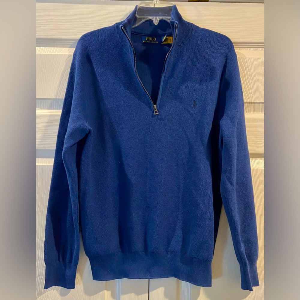 Polo Ralph Lauren Pima Cotton 1/4 Zip Sweatshirt sweater size M Blue